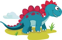 dinosaur with red back plates and polka dots clipart