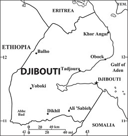 Djibouti country map black white