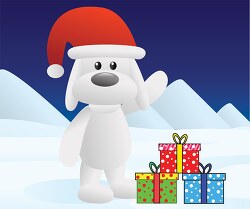 dog with merry christmas sign 2a clipart
