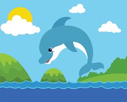 Dolphin With Background Animal Clipart