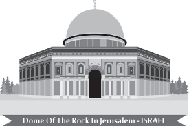 dome of the rock in jerusalem israel gray color clipart