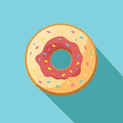 donut with colorful sprinkles on it is on a blue background