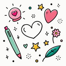 doodle element with colorful stars and other creative elements