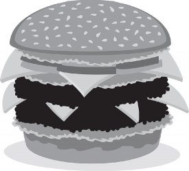 double cheese hamburger gray color clipart