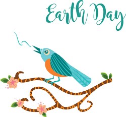 earth day bird on branch clipart