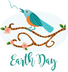 earth day singing bird on branch clipart