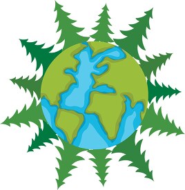 earth surrounded by trees clipart