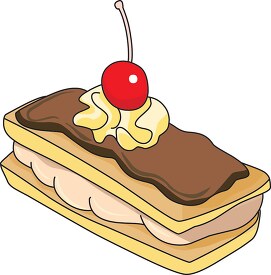 eclair with whipped cream cherry on top
