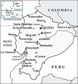 Ecuador country map black outline