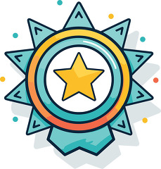 education round star achievement badge 04
