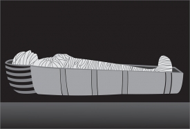 egyptian mummy inside coffin gray color clipart
