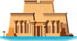 egyptian temple with the nile river in the background