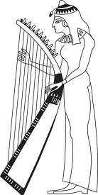 egyptian woman playing harp black outline clipart