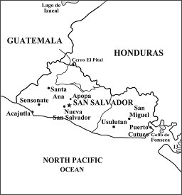 el salvador country map black outline