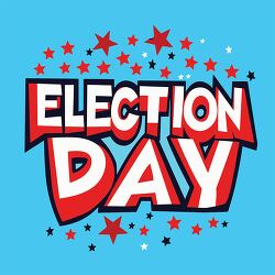 election day graphic with red and white stars