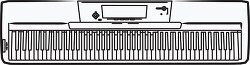 Electric Keyboard Black Outline Printable Clipart
