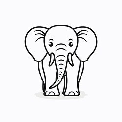 elephant cartoon style black outline clip art