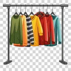 Empty Clothes Rack With Colorful Hoodies and Sweaters