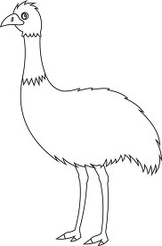 emu standing on its hind legs black outline