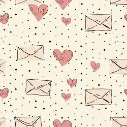 envelope pattern with heart seals and random dots