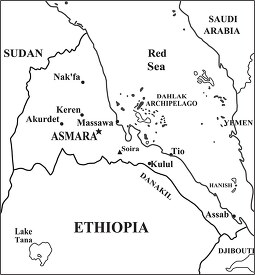 Eritrea country map black outline
