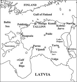 Estonia country map black outline