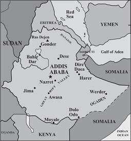 Ethiopia country map gray color