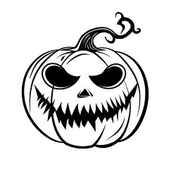 evil-looking pumpkin with a wicked grin and empty eyes clipart