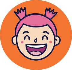 face of playful girl with pink hair in pigtails icon