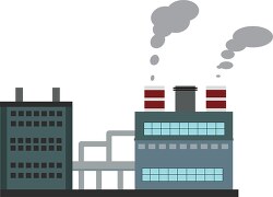 factory building with smoke clipart