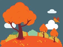 fall folliage scenery trees clouds bushes clipart