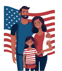 family celebrating together independence day clipart 2