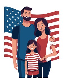 family celebrating together independence day clipart