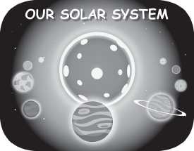fantasy cartoon solar system space science gray color clipart