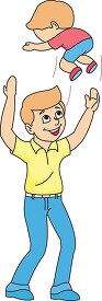 father tossing small child in the air clipart