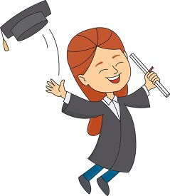 female student jumping happily with at graduation