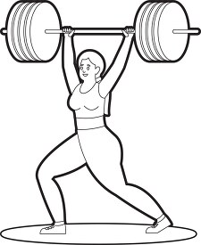 female weightlifter holds heavy weights overhead outline clip ar