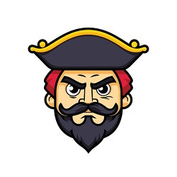 fierce pirate face mascot with a dark beard