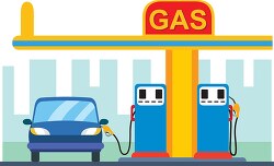 filling up auto with gas at gas station clipart 2