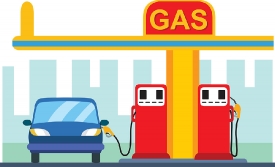 filling up auto with gas at gas station clipart 2