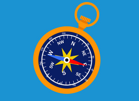 finding direction using compass animated clipart