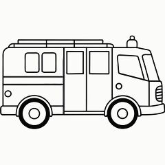 firetruck side view black outline printable coloring clipart