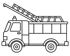 firetruck with ladder black outline clipart