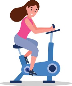 fit and healthy girl works out on stationary bike 