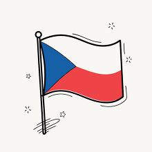 flag of czech republic waving in the wind hand drawn style