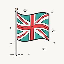 flag of great britain waving in the wind hand drawn style