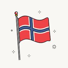 flag of norway waving in the wind hand drawn style