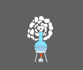 flame on glass chem beaker with smoke animated clipart