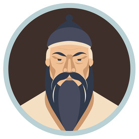 flat design illustration of a historical mongol leader