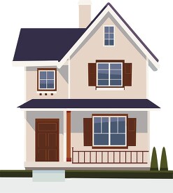 Flat design of a charming two story house complete with windows 